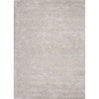 Hand tufted Transitional Abstract Grey/ Black Rug (96 X 136)
