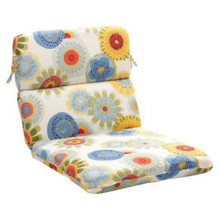 Outdoor Chair Cushion   Blue/White/Yellow Floral