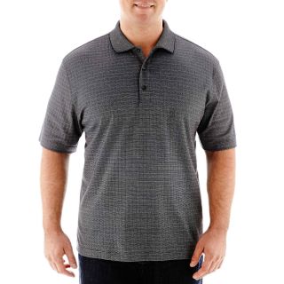 Van Heusen Short Sleeve Micropoly Box Polo Shirt Big and Tall, Black, Mens