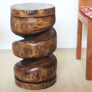 12 Inch Diameter x 22 Inch High Mocha Oil Spiral Column Stool (Thailand) Haussmann Stools