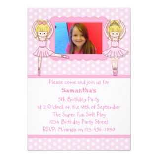 Pink Ballerinas Birthday Party Photo Invitation