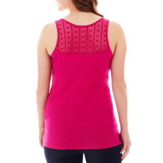 ARIZONA Lace Back Ribbed Tank Top   Plus, Pink, Womens