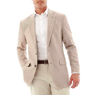 Stafford Linen Cotton Sport Coat, Khaki, Mens