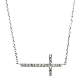 Bridge Jewelry Crystal Sideways Cross Necklace
