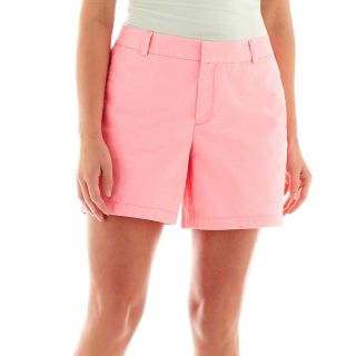Twill Shorts   Plus, Pink, Womens