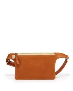 Pebbled Leather Petite Fanny Pack, Tan   Clare V.