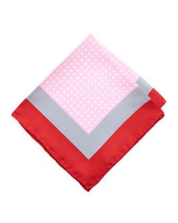 Handmade Two Tone Edge Dotted Pocket Square, Pink/Red