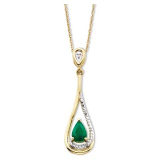 Emerald & Diamond Accent 10K Gold Pendant, Womens
