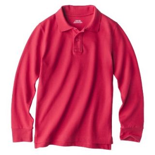 Cherokee Boys School Uniform Long Sleeve Pique Polo   Red Pop XL