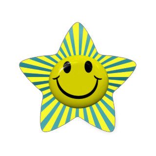 Happy Smiley Face Fun Star Stickers