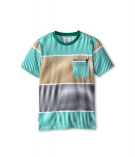 Volcom Kids 3 Course Stripe S/S Crew Boys T Shirt (Green)
