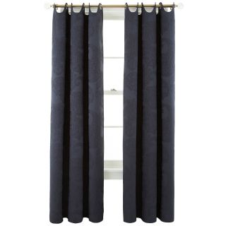 ROYAL VELVET Viola Grommet Top Scalloped Curtain Panel, Ink (Dark Blue)