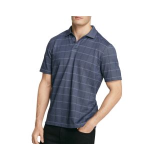 Van Heusen Short Sleeve Windowpane Polo Shirt, Blue, Mens
