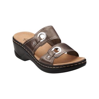 Clarks Lexi Willow Leather Slide Sandals, Pewter, Womens