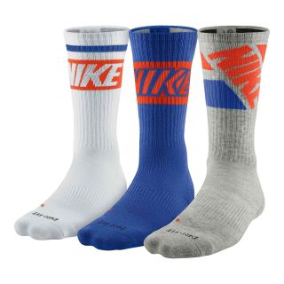 Nike 3 pk. Dri FIT Crew Socks Big and Tall, Orange/Blue/White, Mens