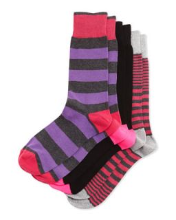 Three Pair Sock Set, Stripe/Skull/Stripe