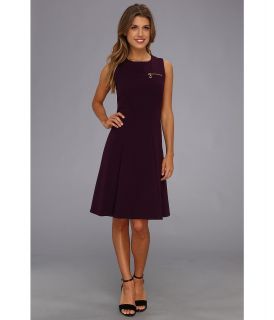 Calvin Klein Lux Fit And Flare Dress Womens Dress (Purple)