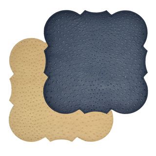 Reversible Ostrich Navy/ Tan Faux Leather Placemat (Set of 2) Table Linens