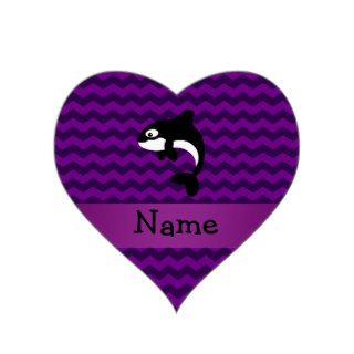 Personalized name orca whale purple chevrons sticker