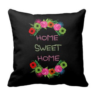 Stylish Home Sweet Home Floral Wreath Print Throw Pillows