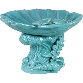 Urban Trends Collection Decorative Blue Ceramic Seashell Platter Urban Trends Collection Accent Pieces