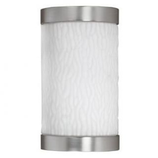 Lighting by AFX FUW113SNEC Fusion Outdoor Sconce, Unique Smooth White Glass Diffuser with Satin Nickel End Caps, 13W 9H   Wall Porch Lights  