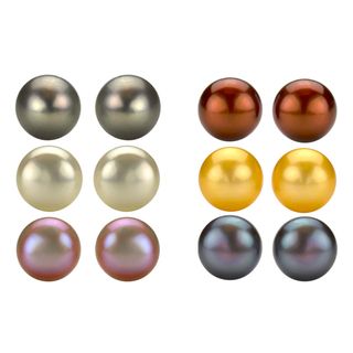 DaVonna Sterling Silver 8 9mm Freshwater Pearl Stud Earrings with Gift Box DaVonna Pearl Earrings