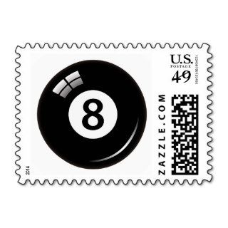 Number eight pool or billiard ball postage stamp