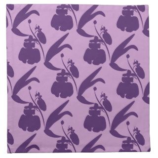 Orchid Silhouette Pattern Purple Cloth Napkins
