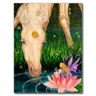 Magical Pond Unicorn & Fairy Fantasy postcard