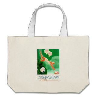 Antique 1935 U.S. Swimming Maiden Travel Poster Tote Bags