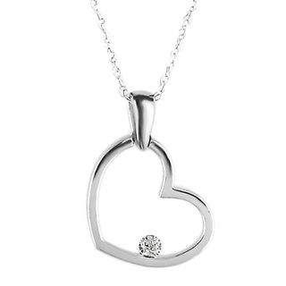10k White Gold Diamond Heart Necklace Diamond Necklaces