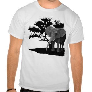 African Elephant with Silhouette Tree T shirt