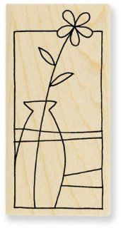 Vase Window Wood Mounted Rubber Stamp (L134)