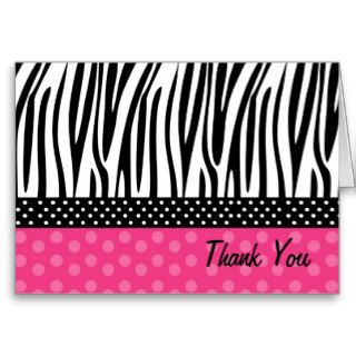 Zebra Print Hot Pink Polkadots Thank you Note card