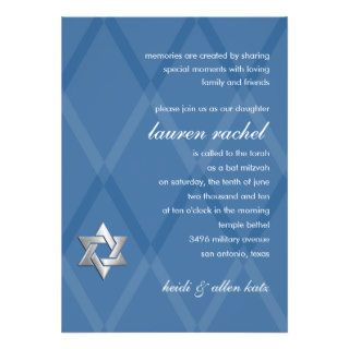 Any Color Bat Mitzvah Harlequin Diamond Design Personalized Invite