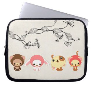 cute kawaii animals laptop sleeve