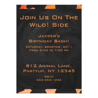 Cow Black and Orange Print Invitation