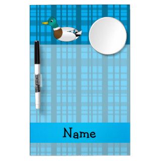 Personalized name mallard duck blue plaid dry erase boards