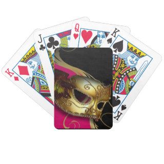 Fancy Venetian Masquerade hot pink  gold Poker Cards