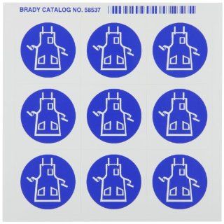 Brady 58537 Right To Know Pictogram Labels , Blue On White,  1 1/2" Width x 1 1/4" Height,  Pictogram "Apron" (9 Per Card,  1 Card per Package)