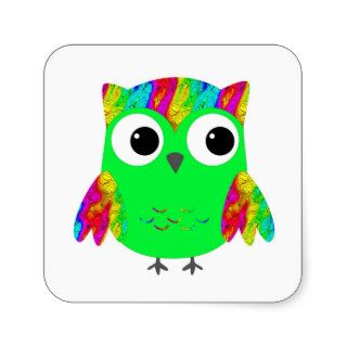 Cute Neon Green Sixties Owl Sticker