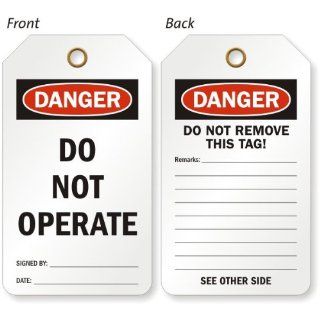 Do Not Operate (Signed By/Date), Eco Tag 10 mil Plastic, Eyelet, 20 Tags / Pack, 4.25" x 2.125"  Blank Labeling Tags 