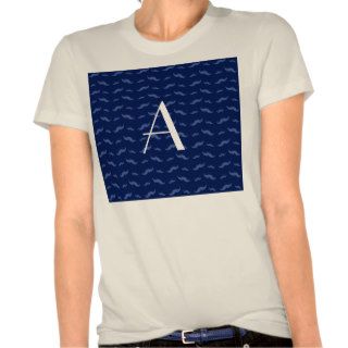 Monogram navy blue mustache pattern t shirt