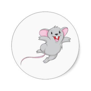 Happy Mouse Round Stickers