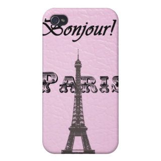 Vintage Paris Bonjour Eiffel Tower Case For iPhone 4