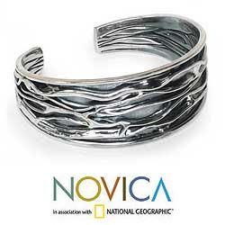 Sterling Silver 'River' Cuff Bracelet (Thailand) Novica Bracelets