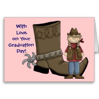 Cowgirl Graduation Boot & Spur   Western Card