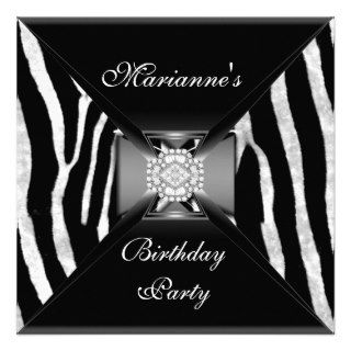 Invitation Elegant Birthday Black Diamond Jewel