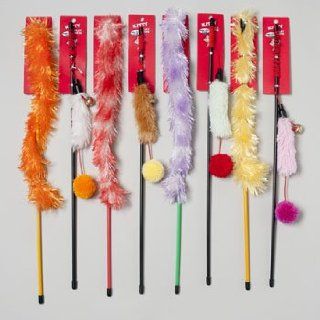 CAT TOY WAND ASSORTMENT 2 STYLES 4 COLORS EACH IN PDQ, Case Pack of 144  Pet Feather Toys 